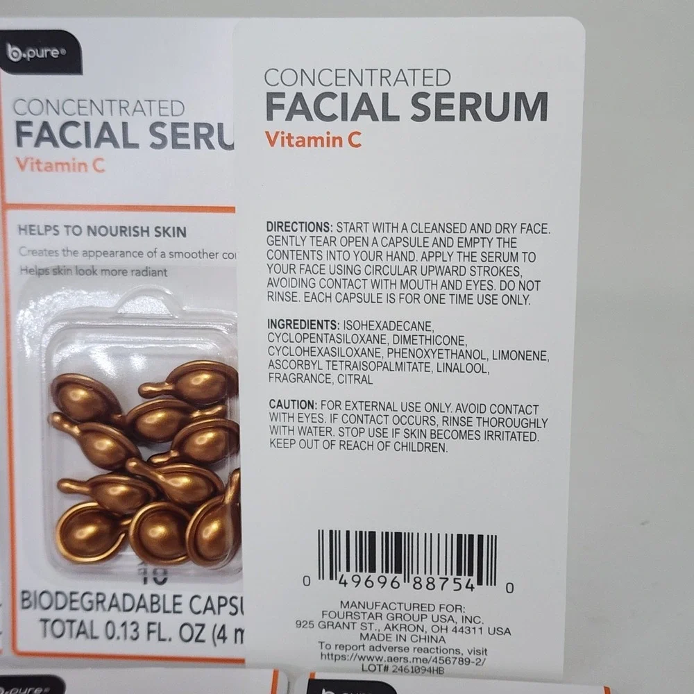 B.Pure Concentrated Facial Serum Vitamin C Capsules ~ 6 PACKS X 10 each